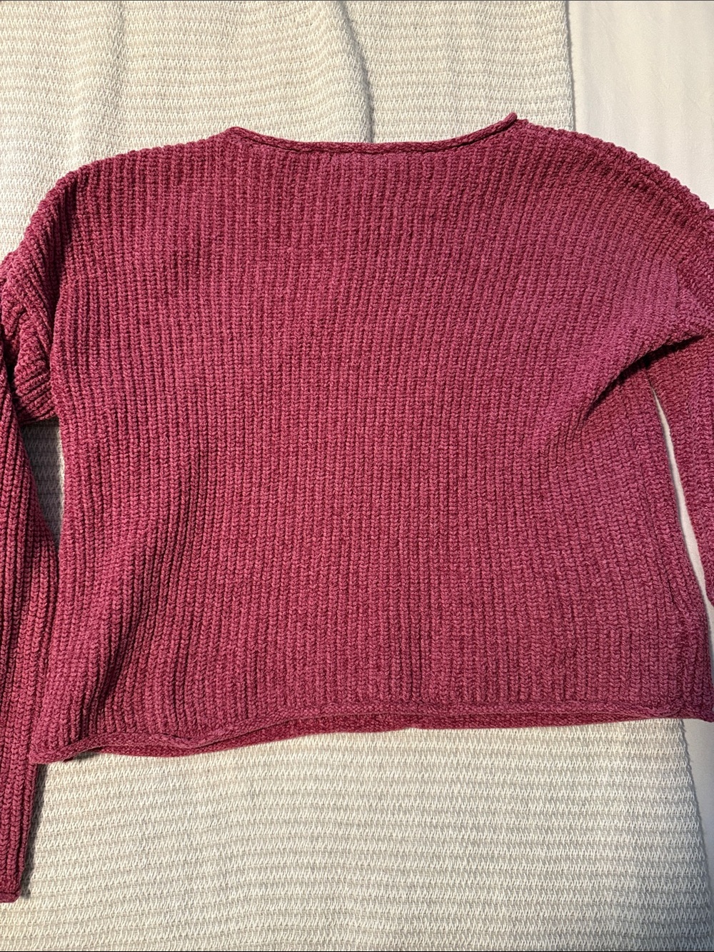 Cat & Jack Girls' Ribbed Crewneck Sweater in Raspberry - Picture 6 of 7